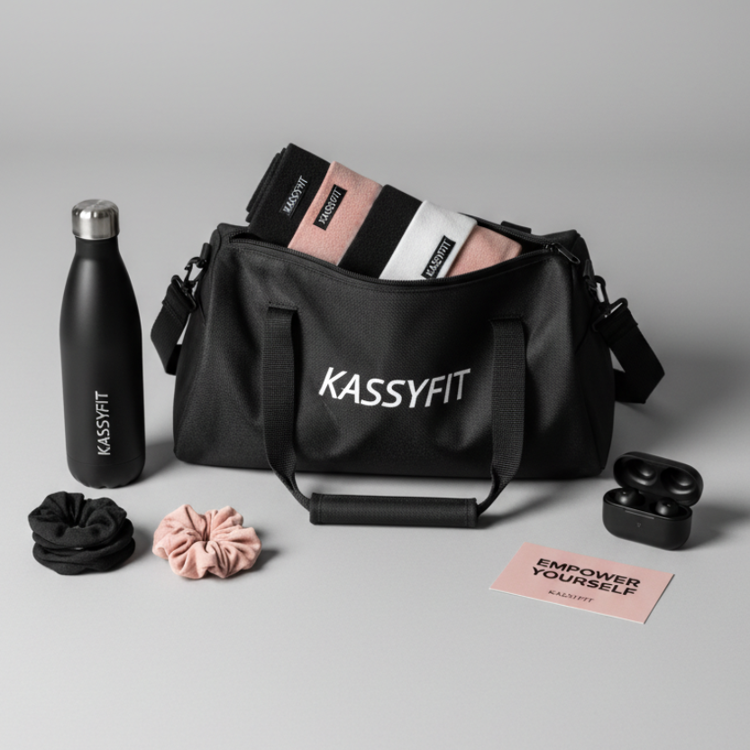 Accesorios KASSYFIT - bolsa deportiva, botella, scrunchies y más